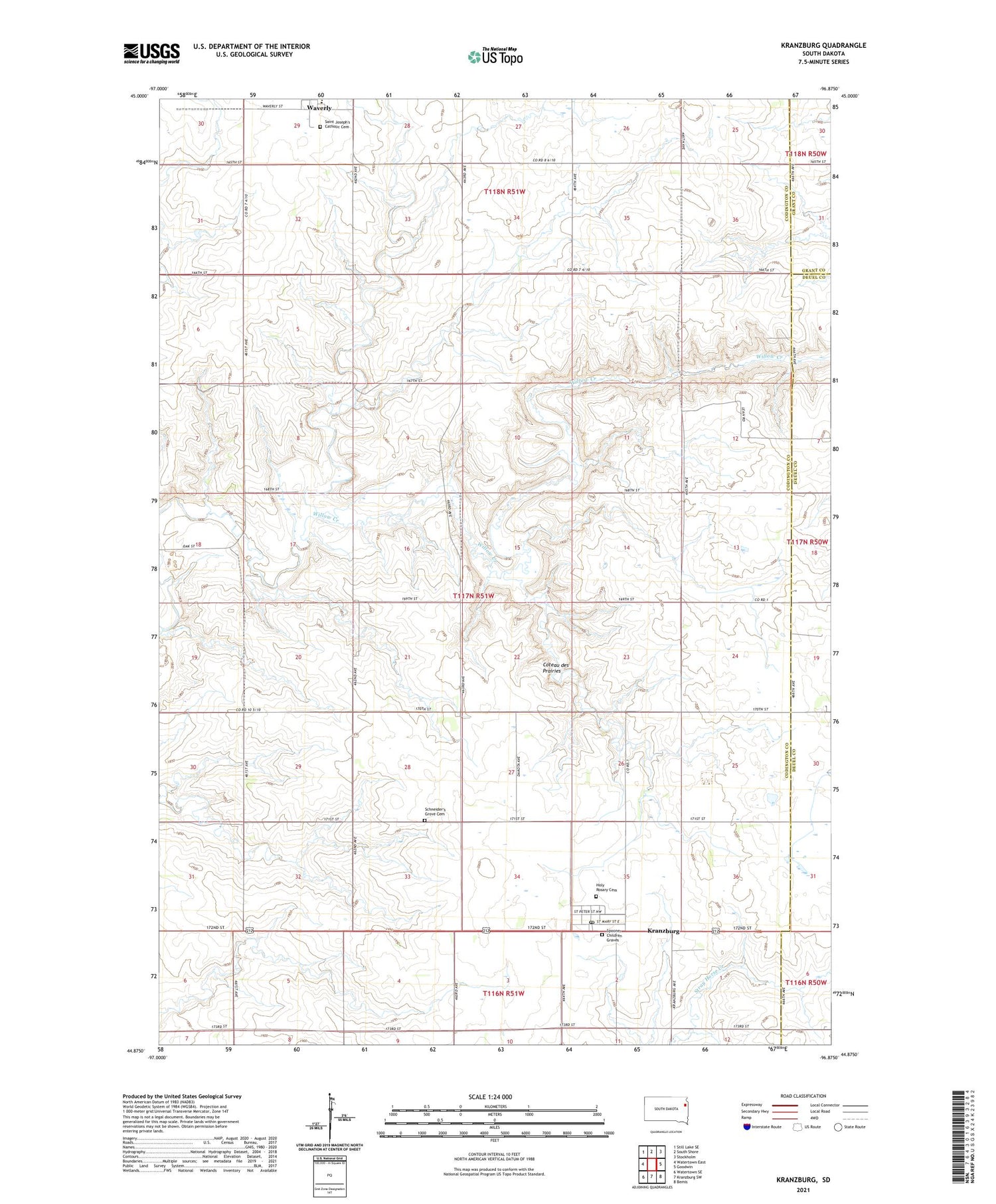 Kranzburg South Dakota US Topo Map Image