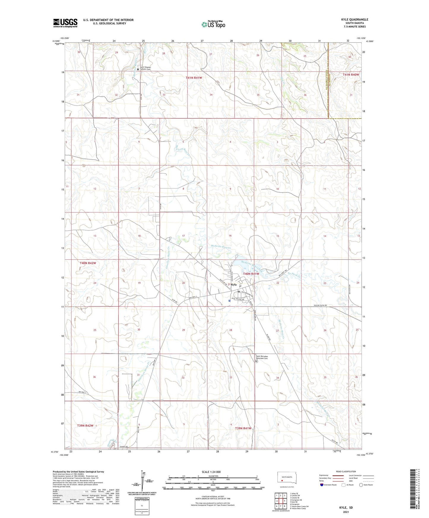Kyle South Dakota US Topo Map Image