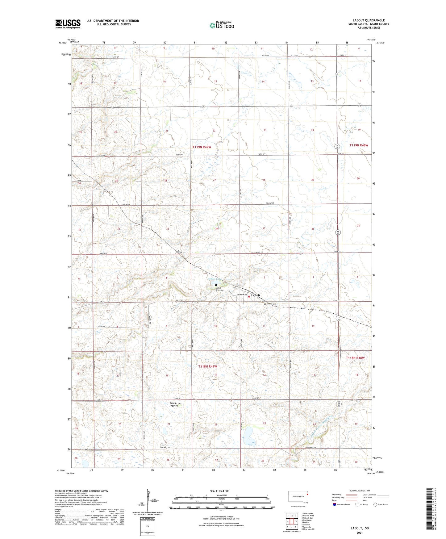LaBolt South Dakota US Topo Map Image