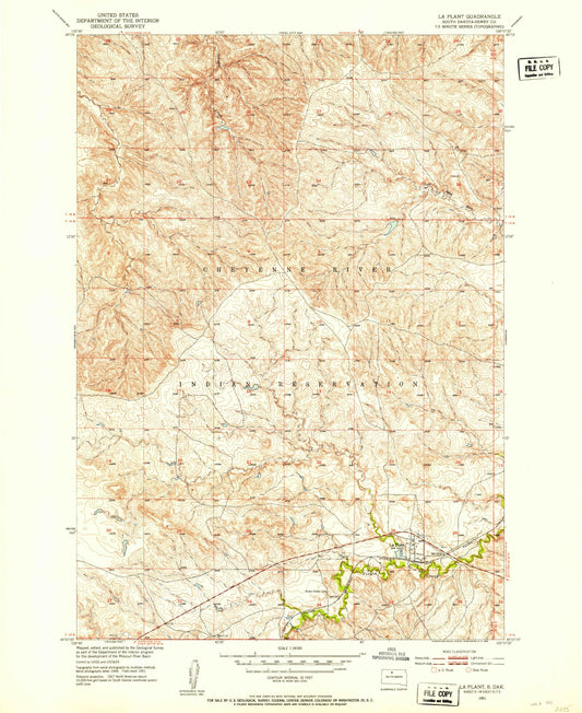 Classic USGS La Plant South Dakota 7.5'x7.5' Topo Map Image