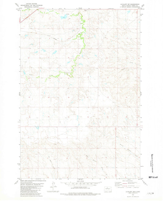 Classic USGS La Plant SW South Dakota 7.5'x7.5' Topo Map Image