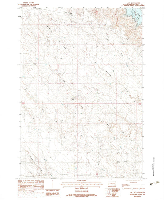 Classic USGS Lacy South Dakota 7.5'x7.5' Topo Map Image