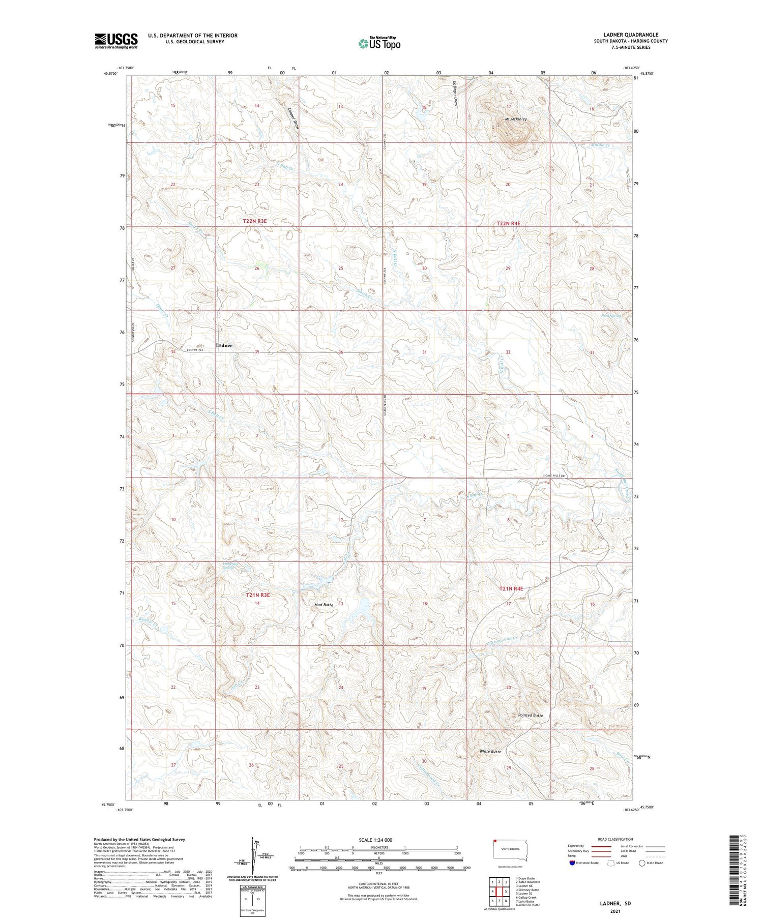 Ladner South Dakota US Topo Map Image
