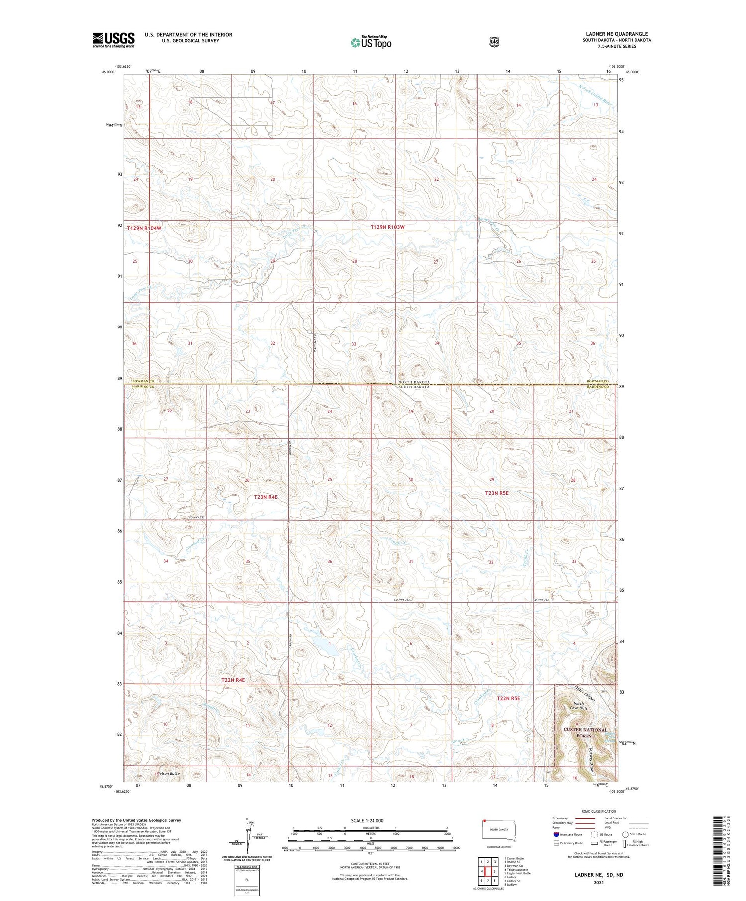 Ladner NE South Dakota US Topo Map Image