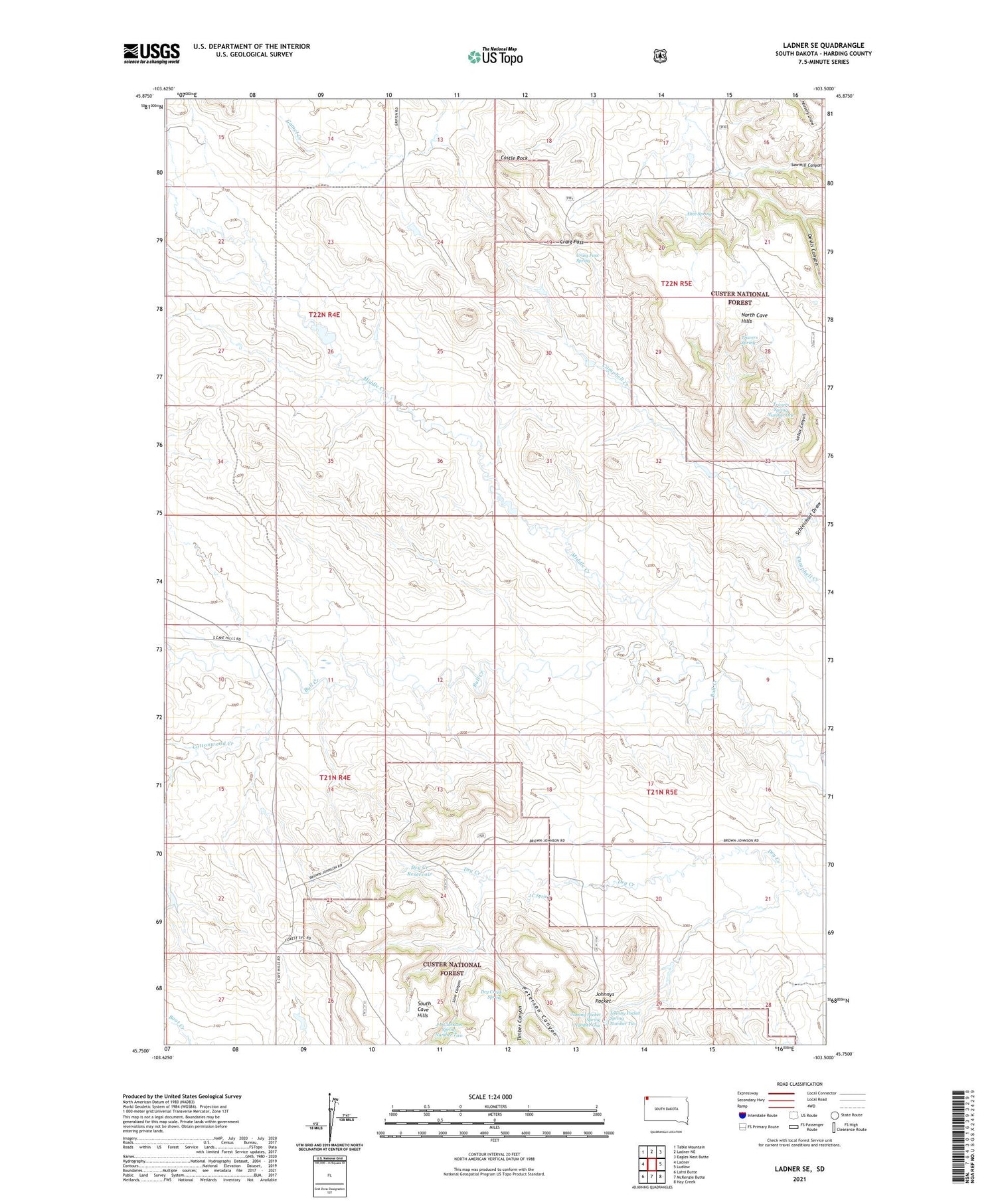 Ladner SE South Dakota US Topo Map Image