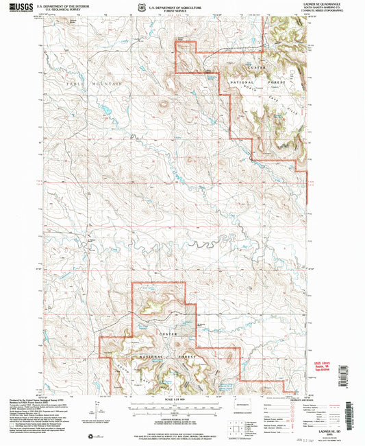 Classic USGS Ladner SE South Dakota 7.5'x7.5' Topo Map Image
