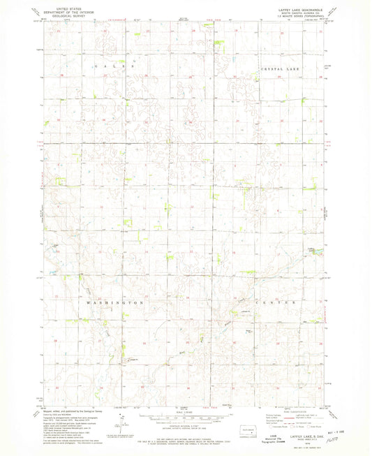 Classic USGS Laffey Lake South Dakota 7.5'x7.5' Topo Map Image