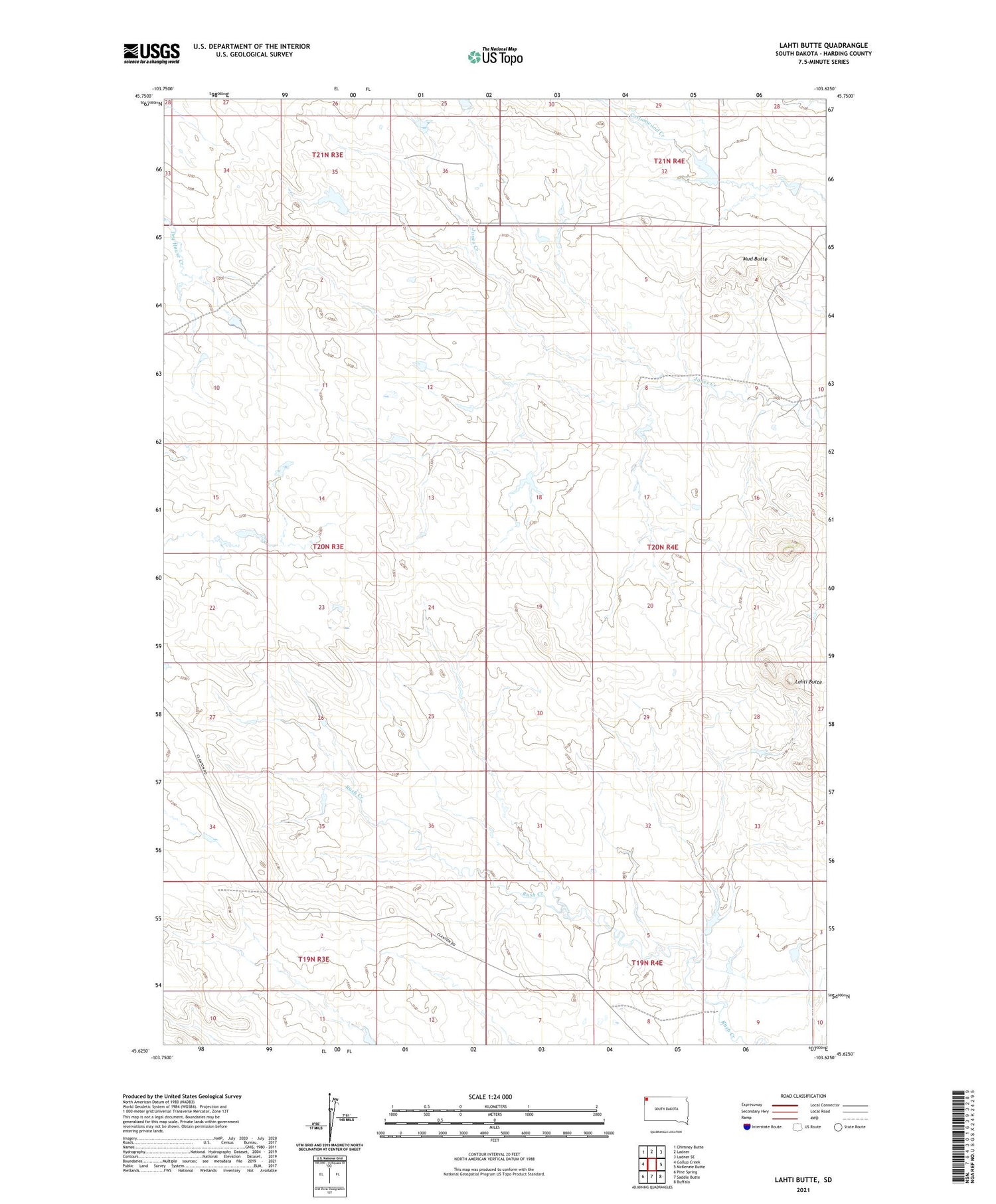 Lahti Butte South Dakota US Topo Map Image