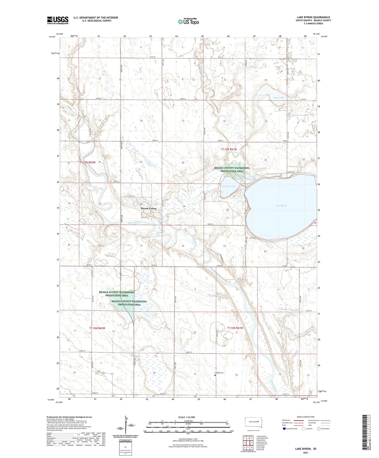 Lake Byron South Dakota US Topo Map Image