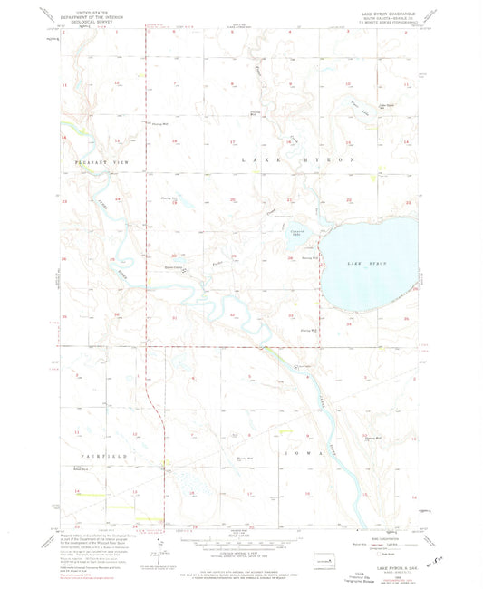 Classic USGS Lake Byron South Dakota 7.5'x7.5' Topo Map Image