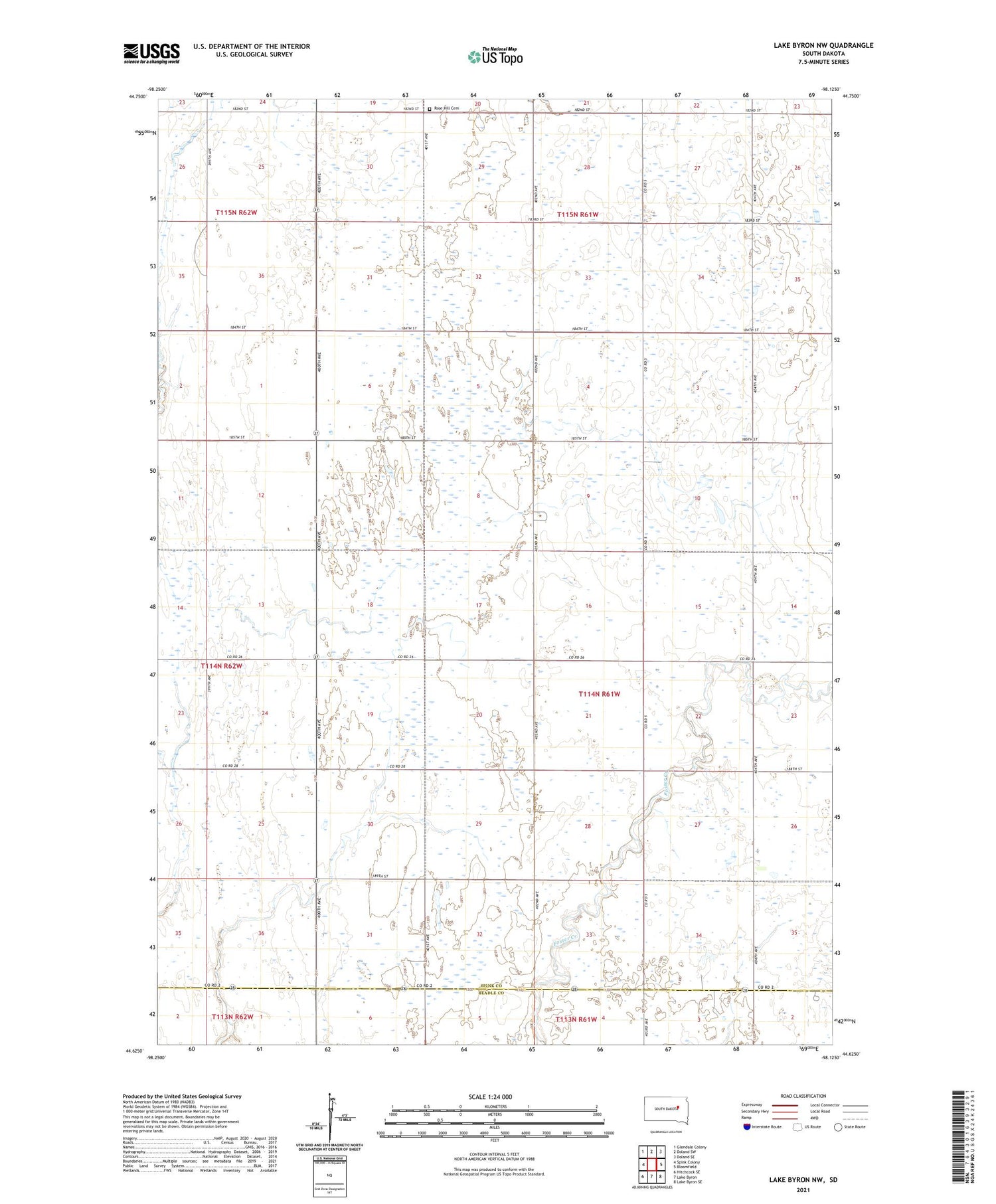 Lake Byron NW South Dakota US Topo Map Image