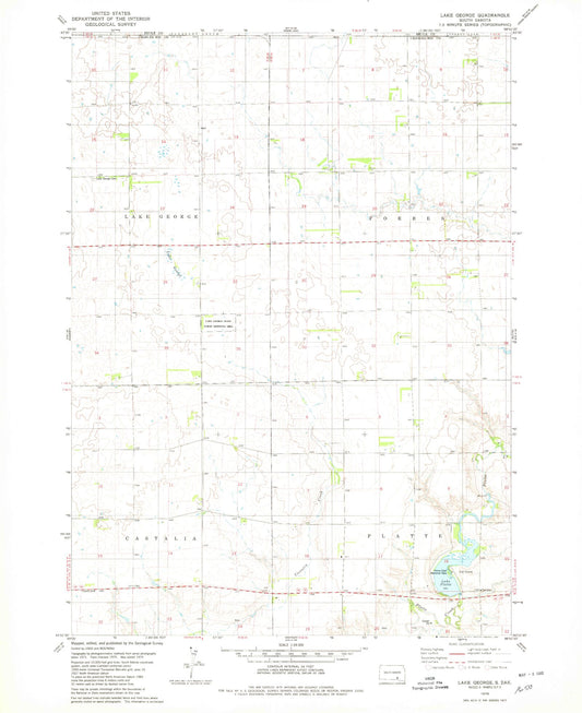 Classic USGS Lake George South Dakota 7.5'x7.5' Topo Map Image