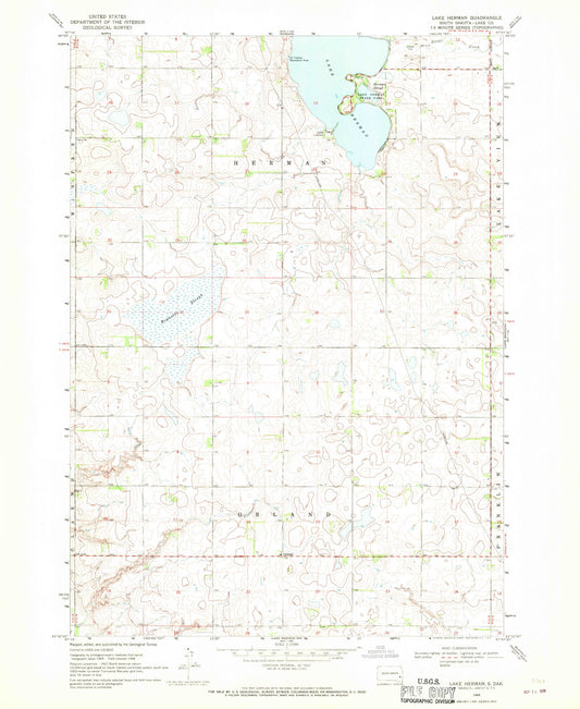 Classic USGS Lake Herman South Dakota 7.5'x7.5' Topo Map Image