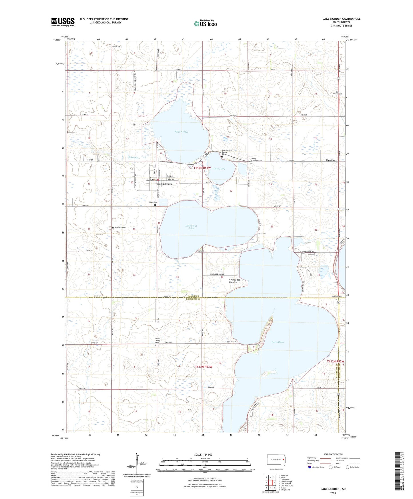 Lake Norden South Dakota US Topo Map Image