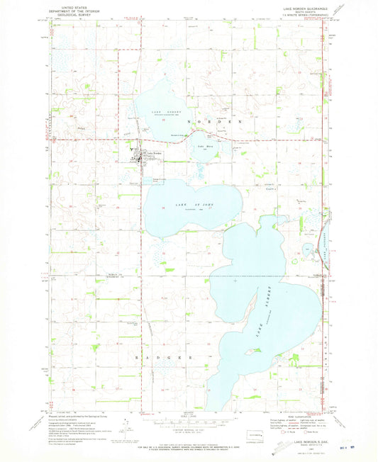 Classic USGS Lake Norden South Dakota 7.5'x7.5' Topo Map Image