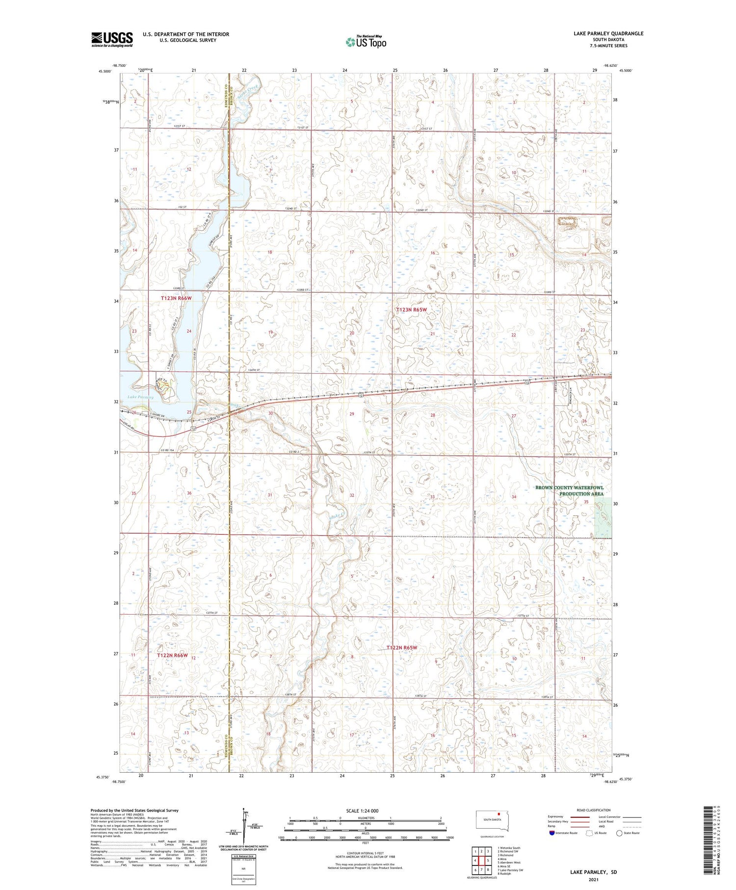 Lake Parmley South Dakota US Topo Map Image