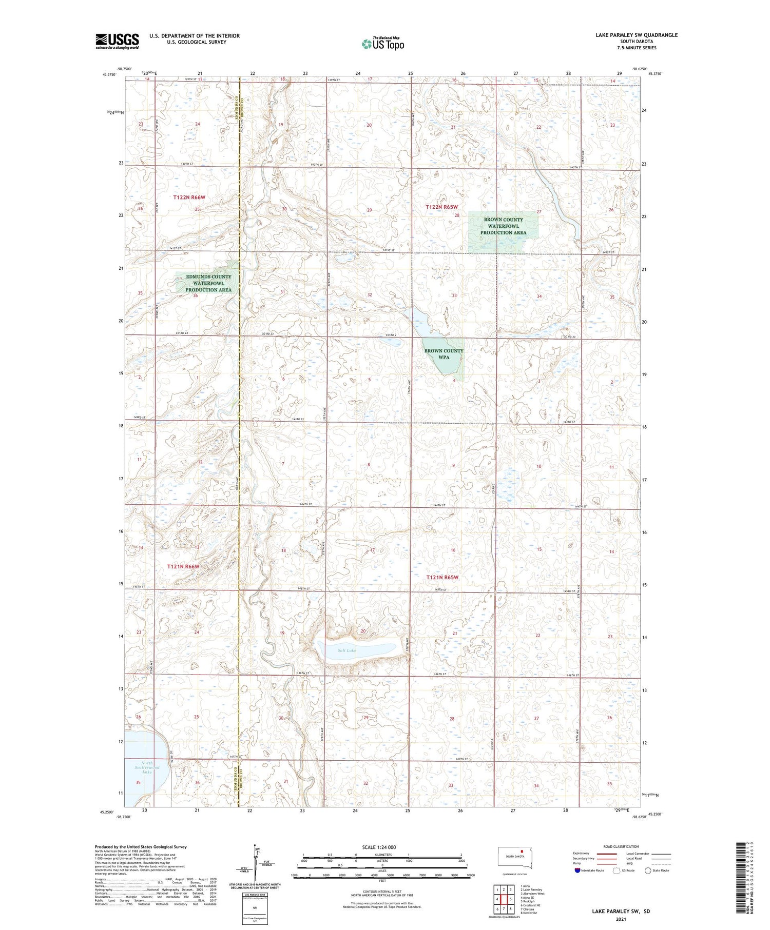 Lake Parmley SW South Dakota US Topo Map Image