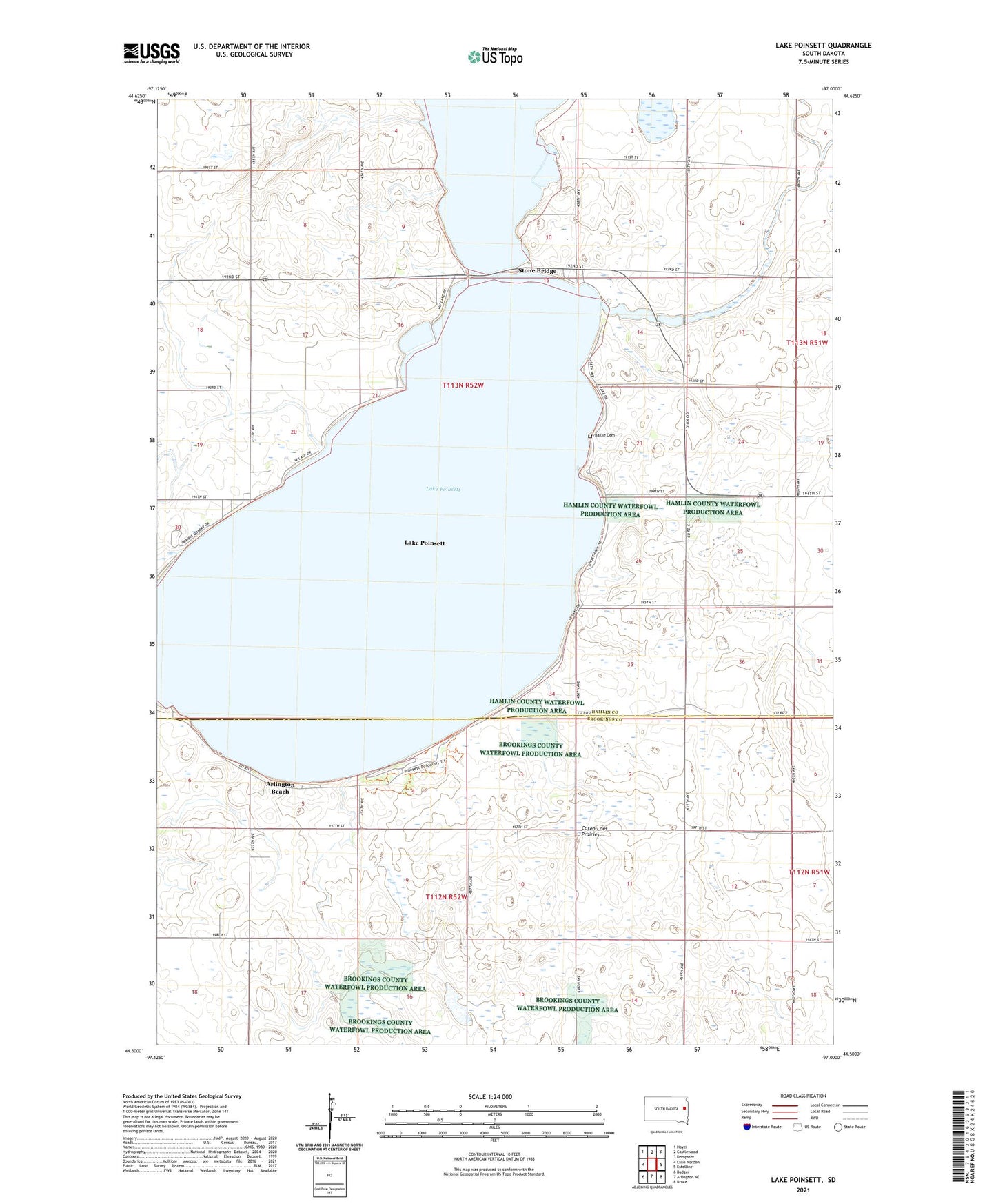 Lake Poinsett South Dakota US Topo Map Image