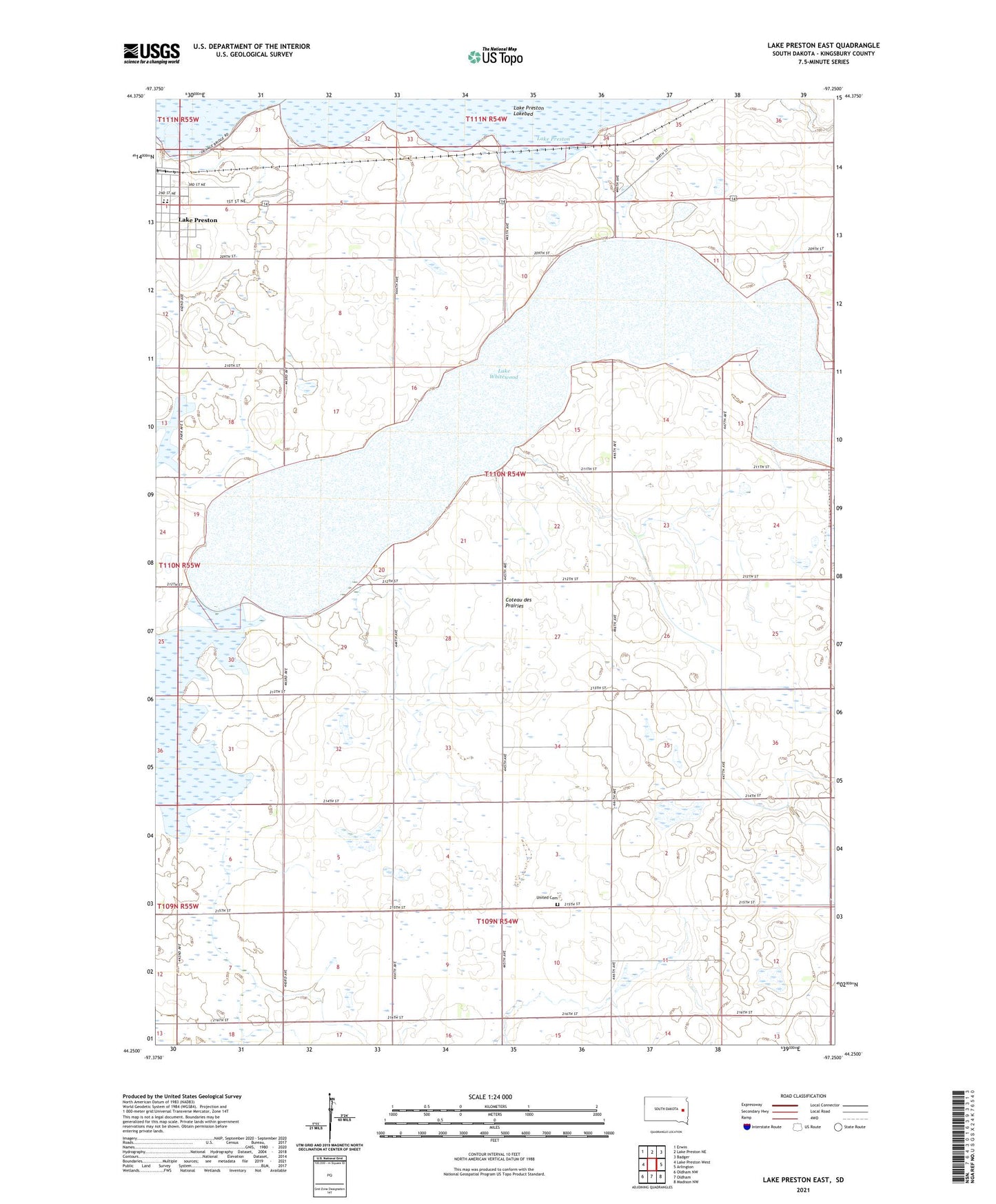 Lake Preston East South Dakota US Topo Map Image