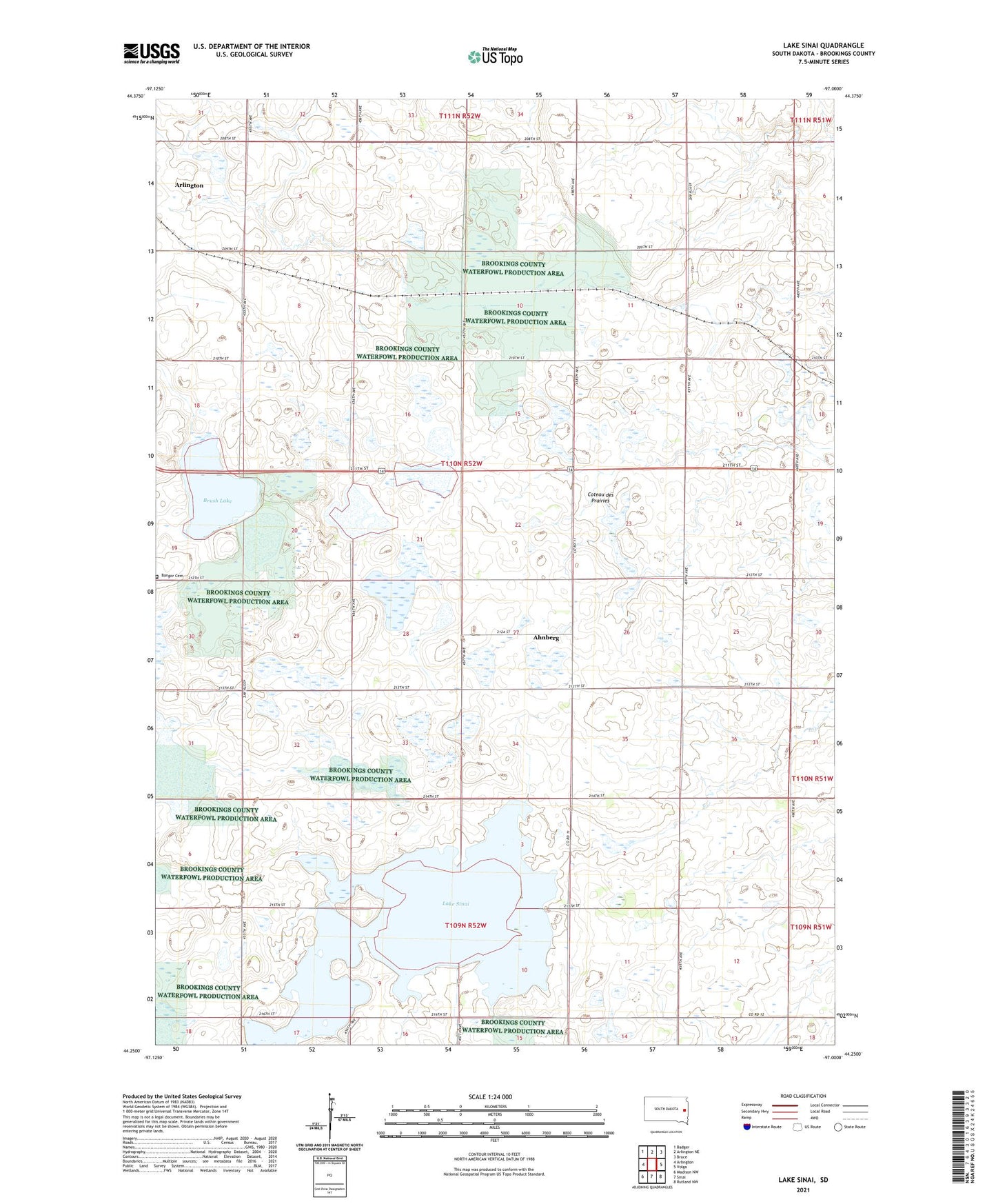 Lake Sinai South Dakota US Topo Map Image