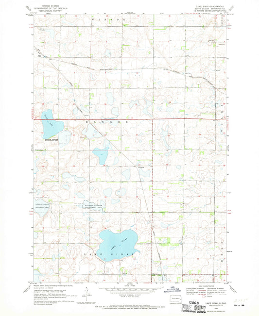Classic USGS Lake Sinai South Dakota 7.5'x7.5' Topo Map Image