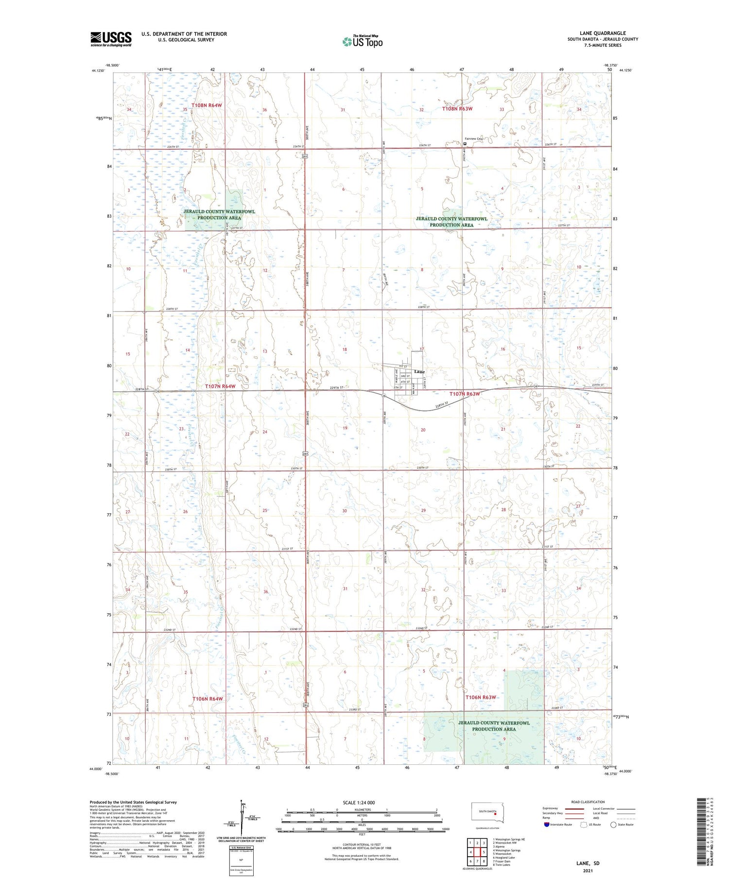 Lane South Dakota US Topo Map Image