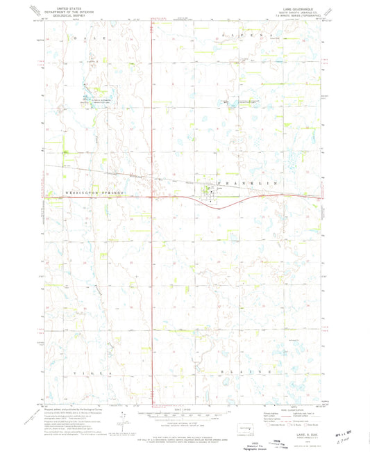 Classic USGS Lane South Dakota 7.5'x7.5' Topo Map Image
