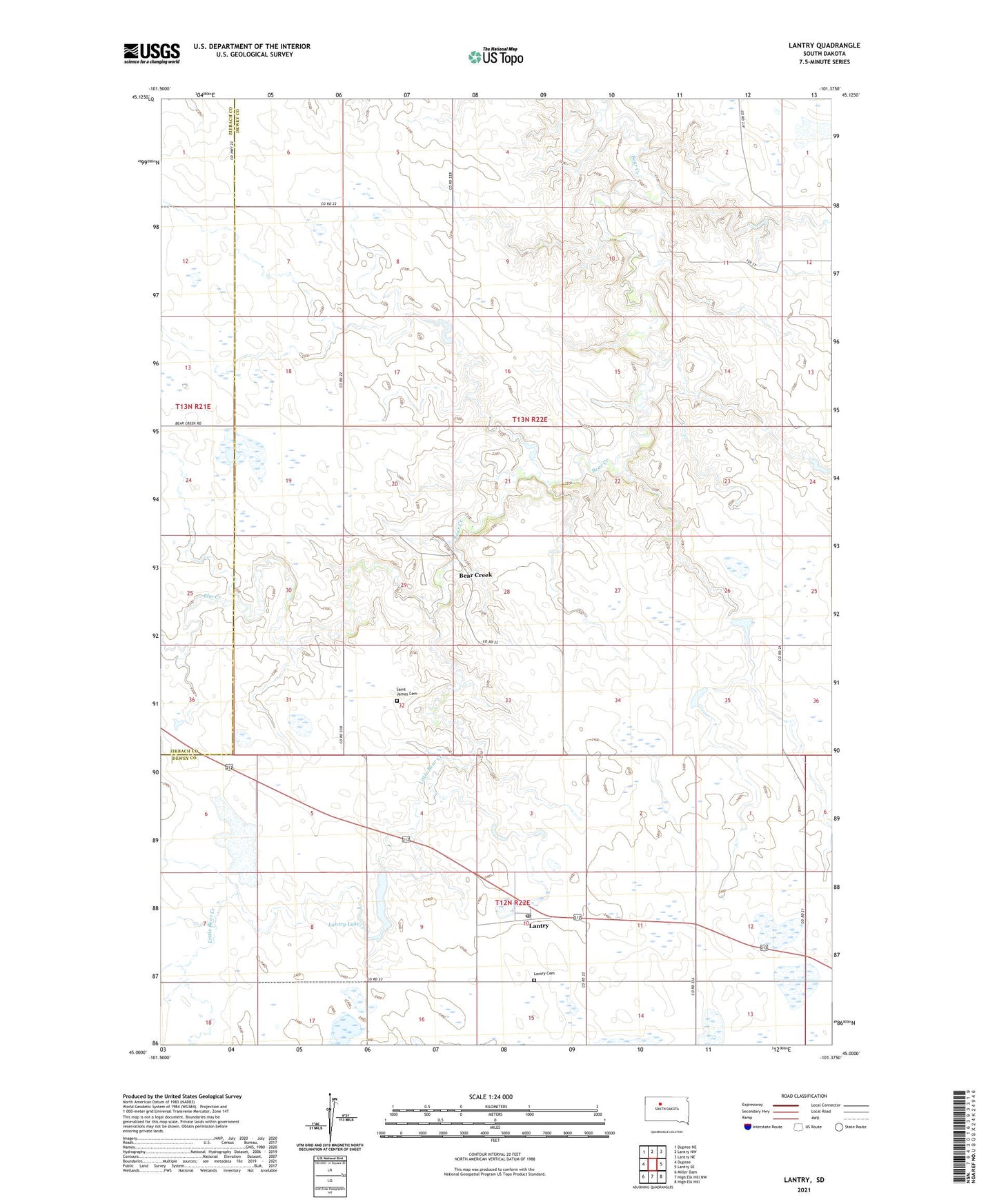 Lantry South Dakota US Topo Map Image