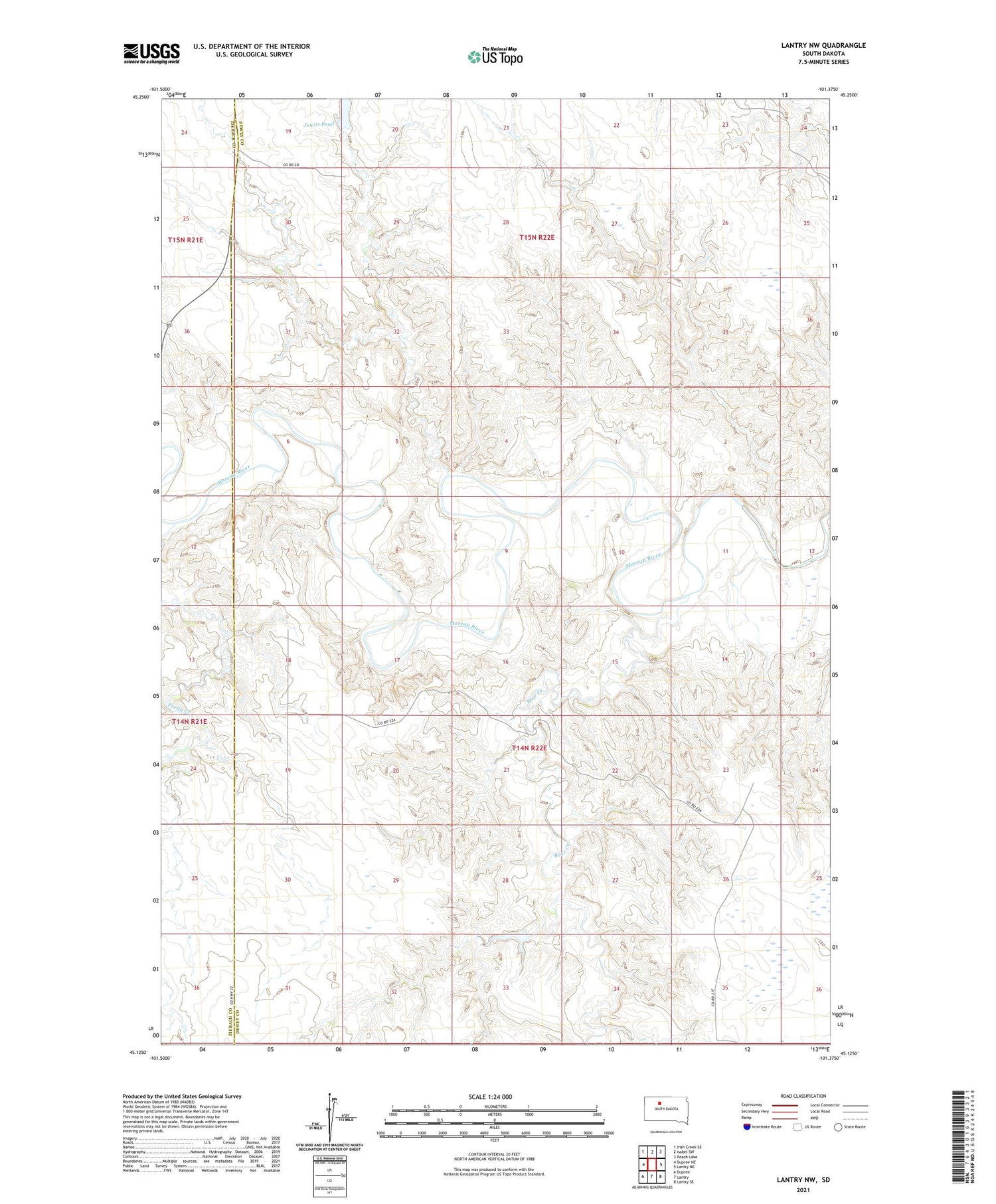 Lantry NW South Dakota US Topo Map Image