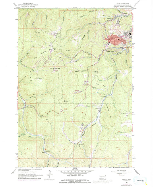 Classic USGS Lead South Dakota 7.5'x7.5' Topo Map Image