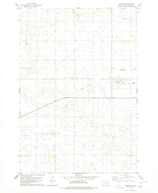 Classic USGS Lebanon South Dakota 7.5'x7.5' Topo Map Image