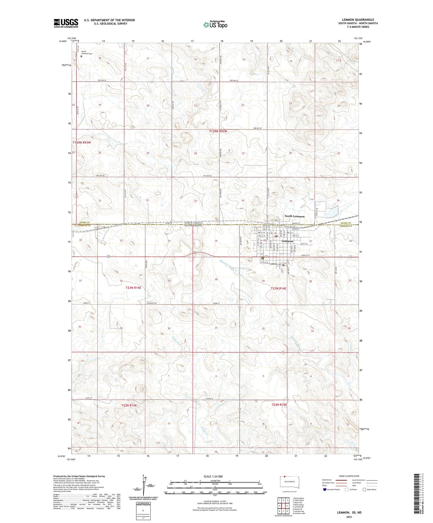 Lemmon South Dakota US Topo Map Image