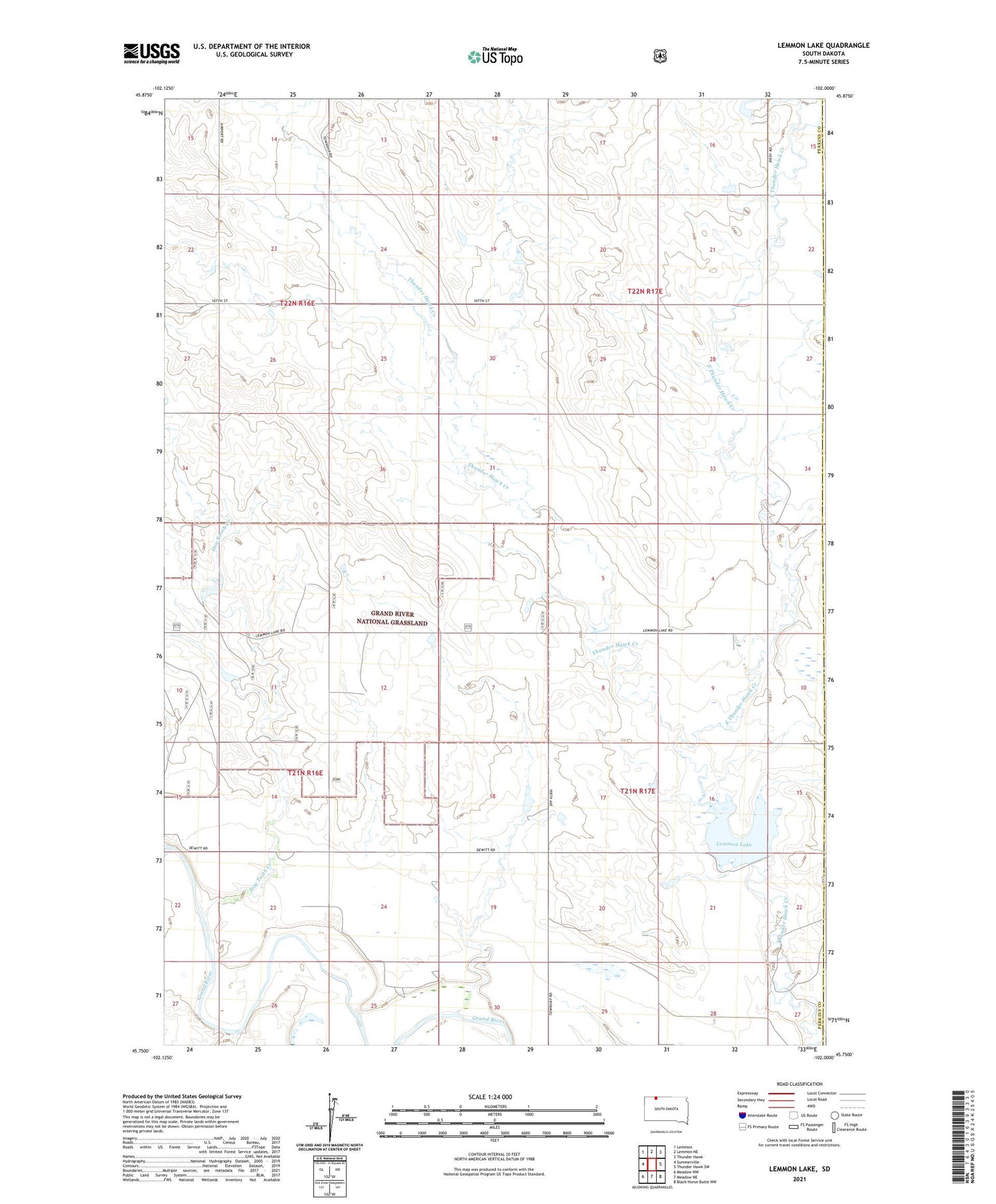Lemmon Lake South Dakota US Topo Map Image