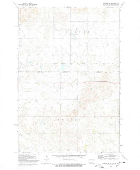 Classic USGS Lemmon NE South Dakota 7.5'x7.5' Topo Map Image