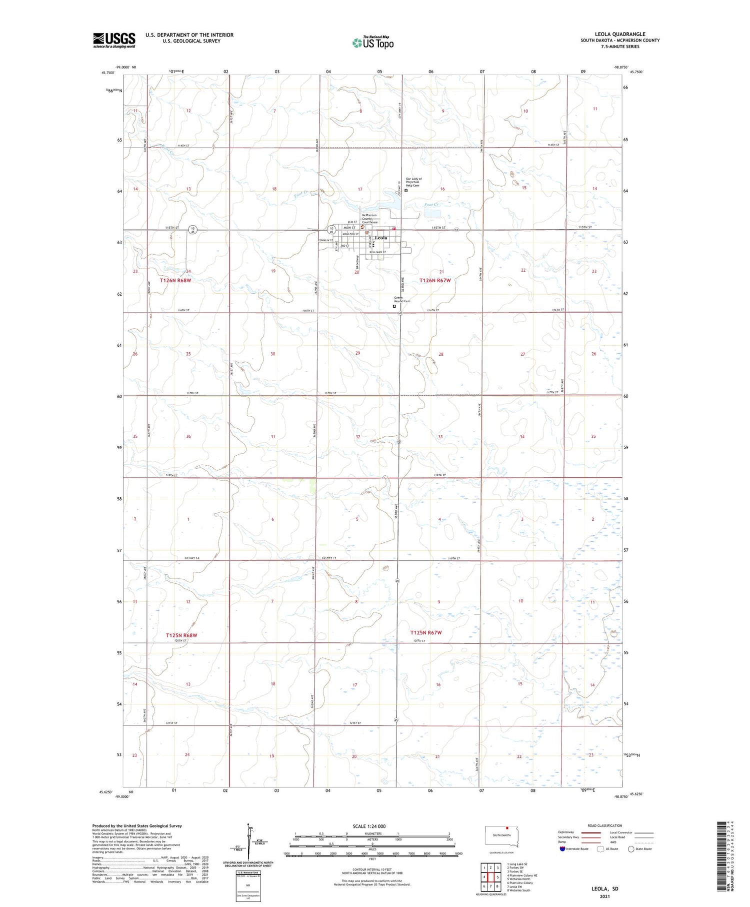 Leola South Dakota US Topo Map Image