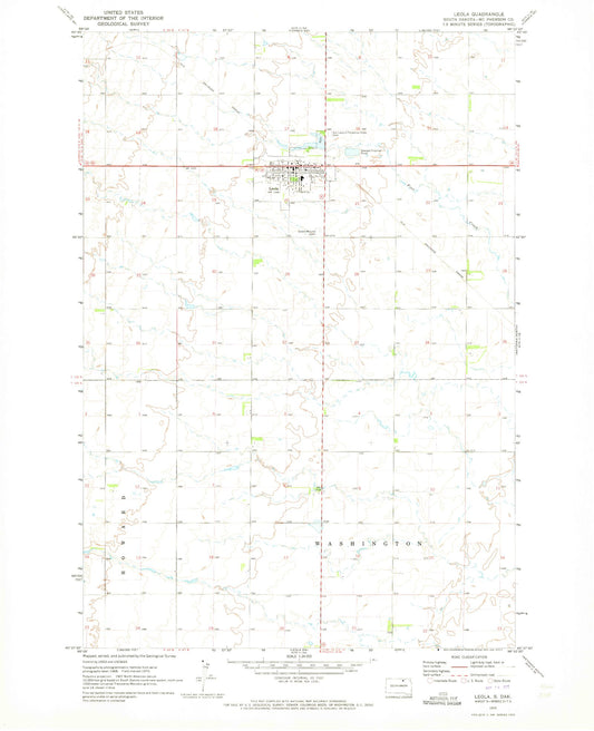 Classic USGS Leola South Dakota 7.5'x7.5' Topo Map Image