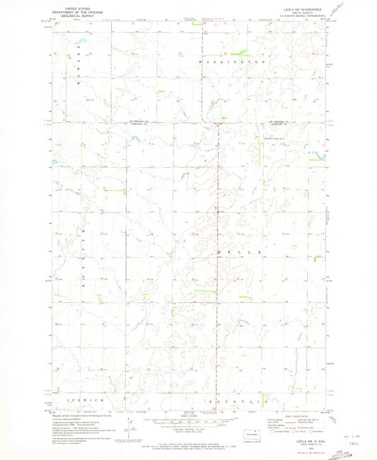 Classic USGS Leola SW South Dakota 7.5'x7.5' Topo Map Image