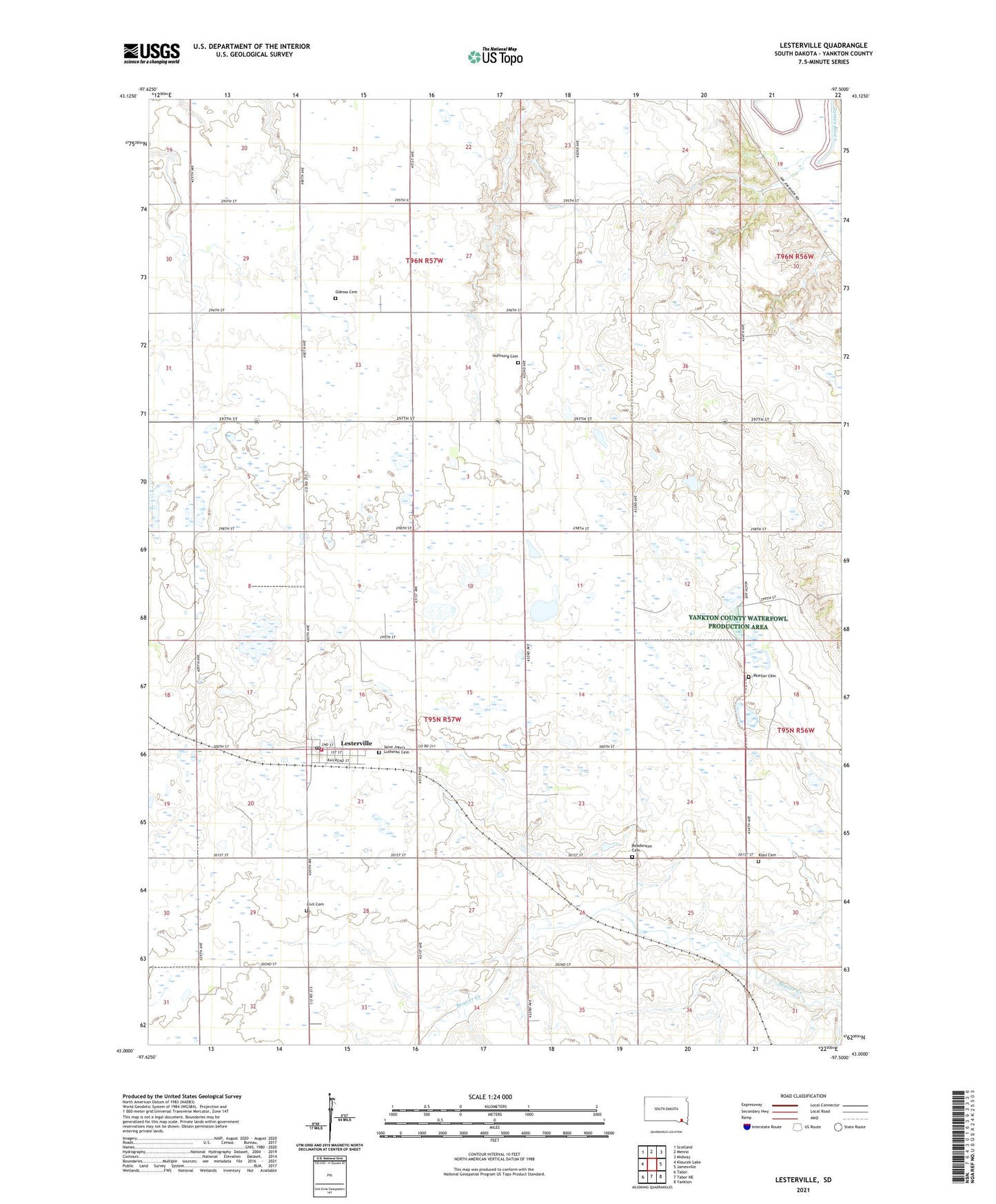 Lesterville South Dakota US Topo Map Image