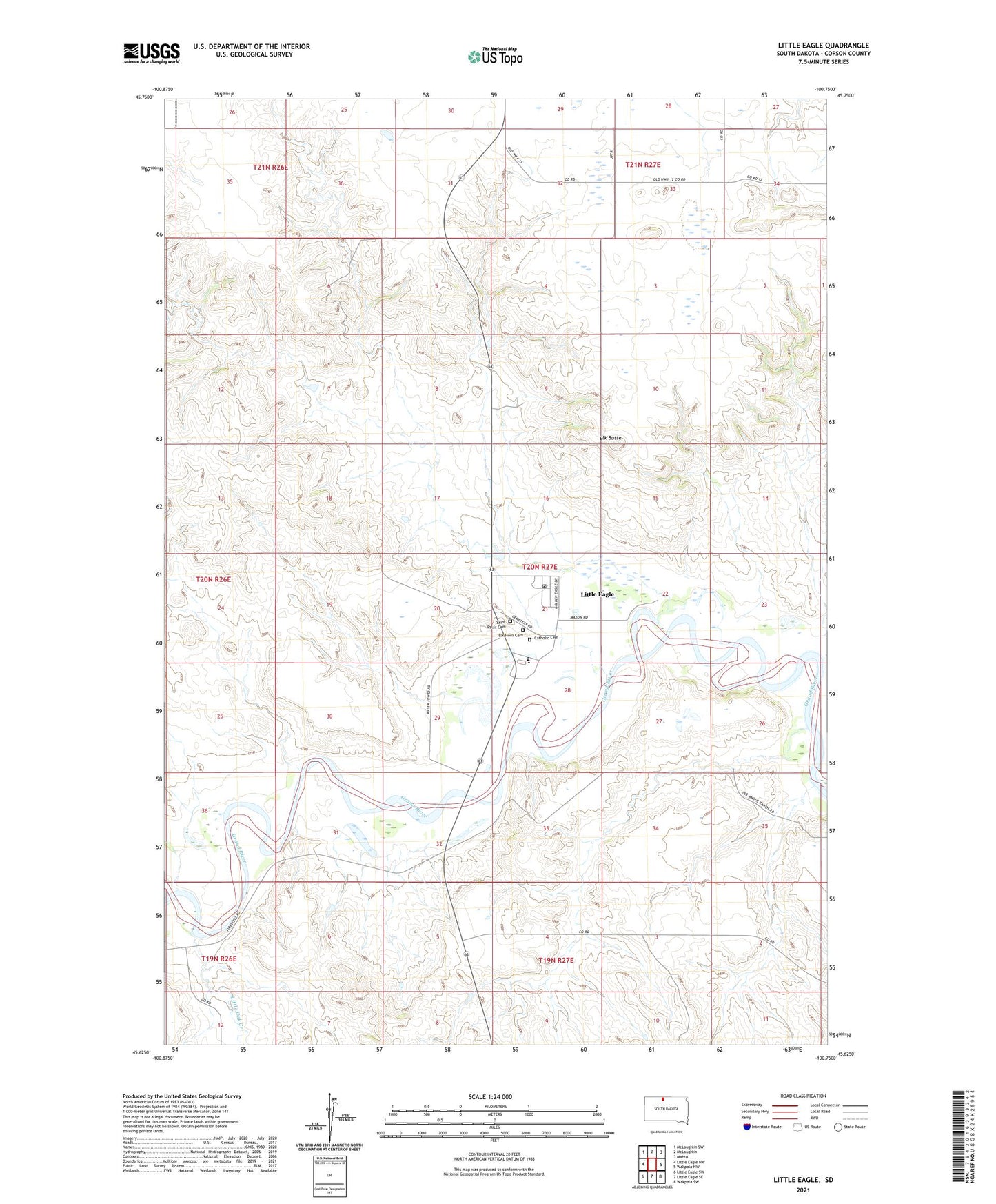 Little Eagle South Dakota US Topo Map Image