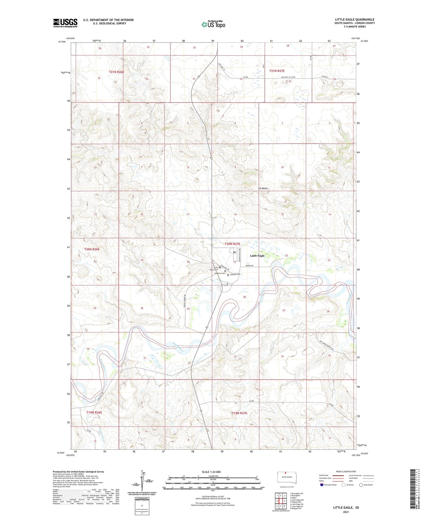 Little Eagle South Dakota US Topo Map Image