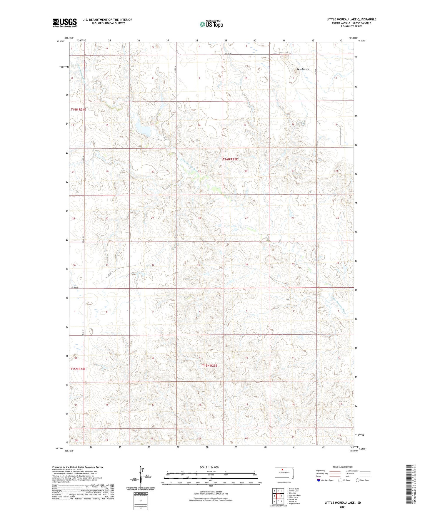 Little Moreau Lake South Dakota US Topo Map Image