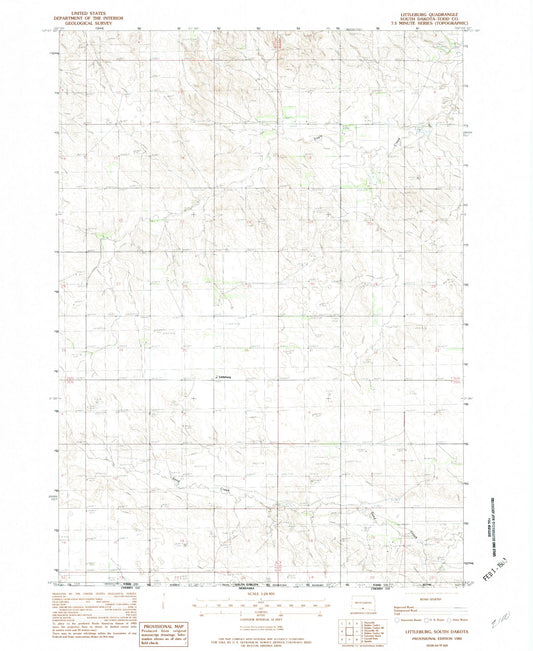 Classic USGS Littleburg South Dakota 7.5'x7.5' Topo Map Image