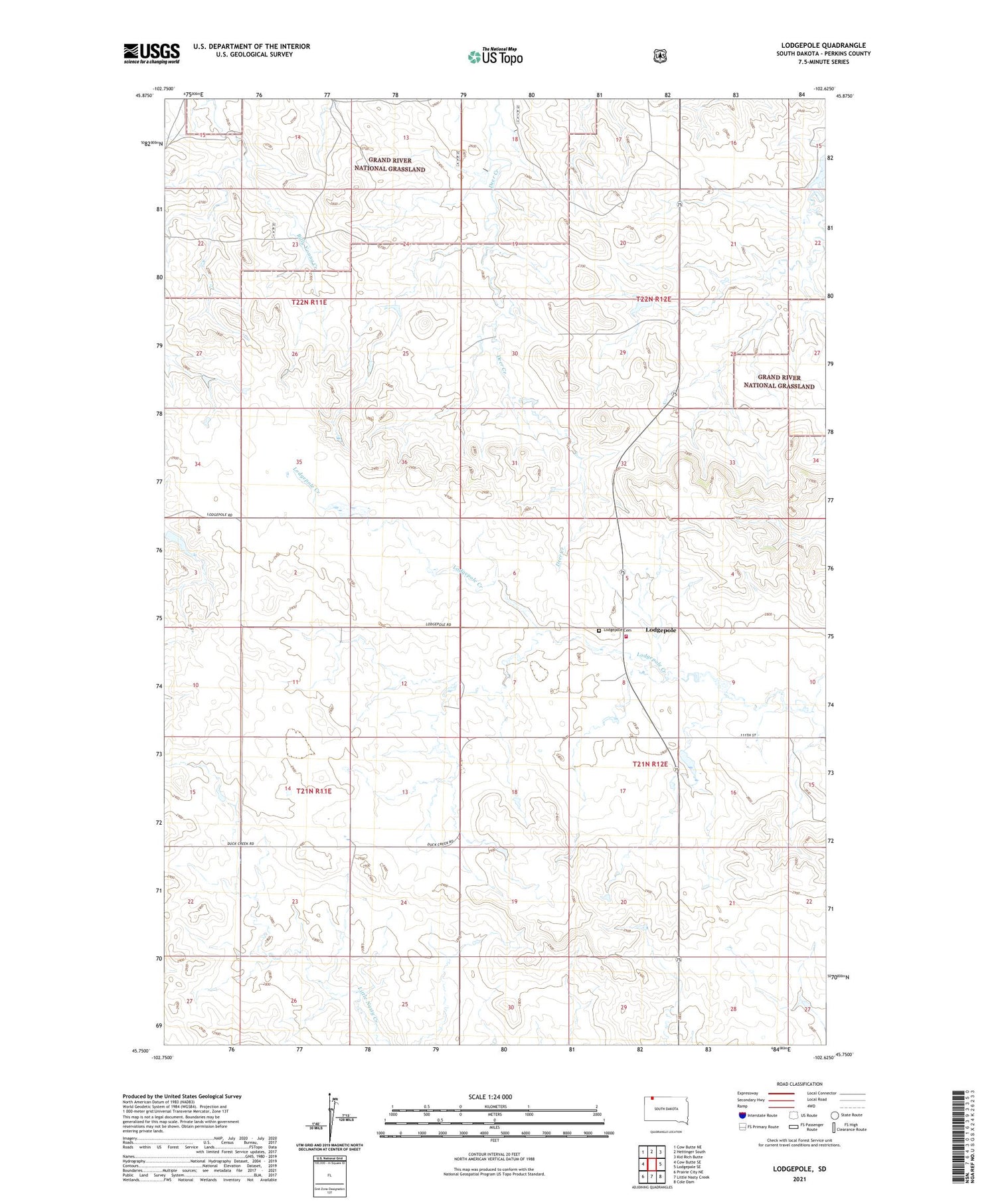 Lodgepole South Dakota US Topo Map Image