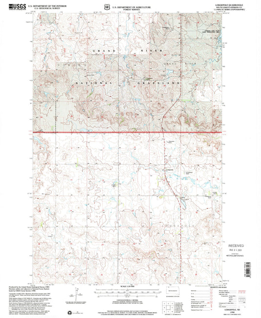 Classic USGS Lodgepole South Dakota 7.5'x7.5' Topo Map Image