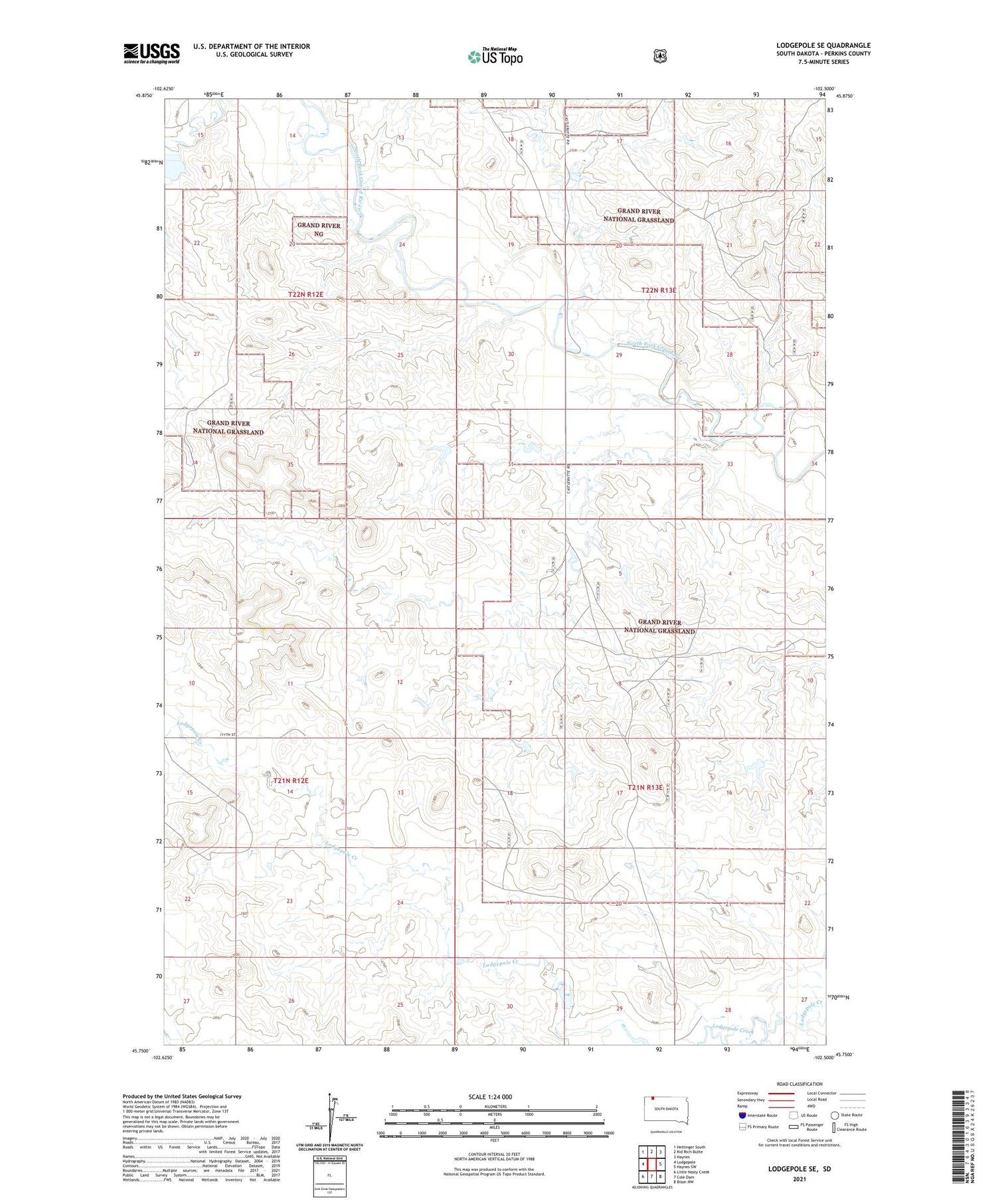 Lodgepole SE South Dakota US Topo Map Image