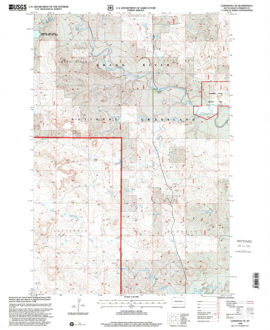 Classic USGS Lodgepole SE South Dakota 7.5'x7.5' Topo Map Image