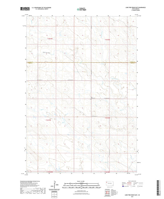 Lone Tree Draw East South Dakota US Topo Map Image