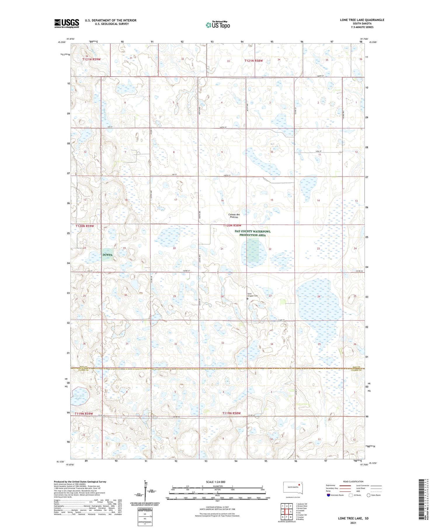 Lone Tree Lake South Dakota US Topo Map Image