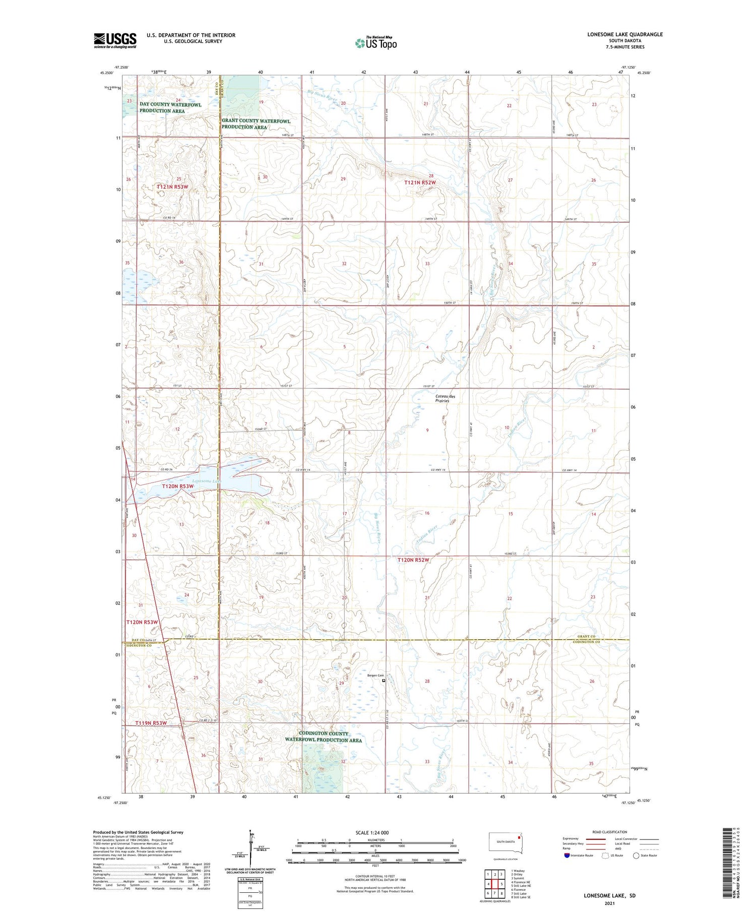 Lonesome Lake South Dakota US Topo Map Image