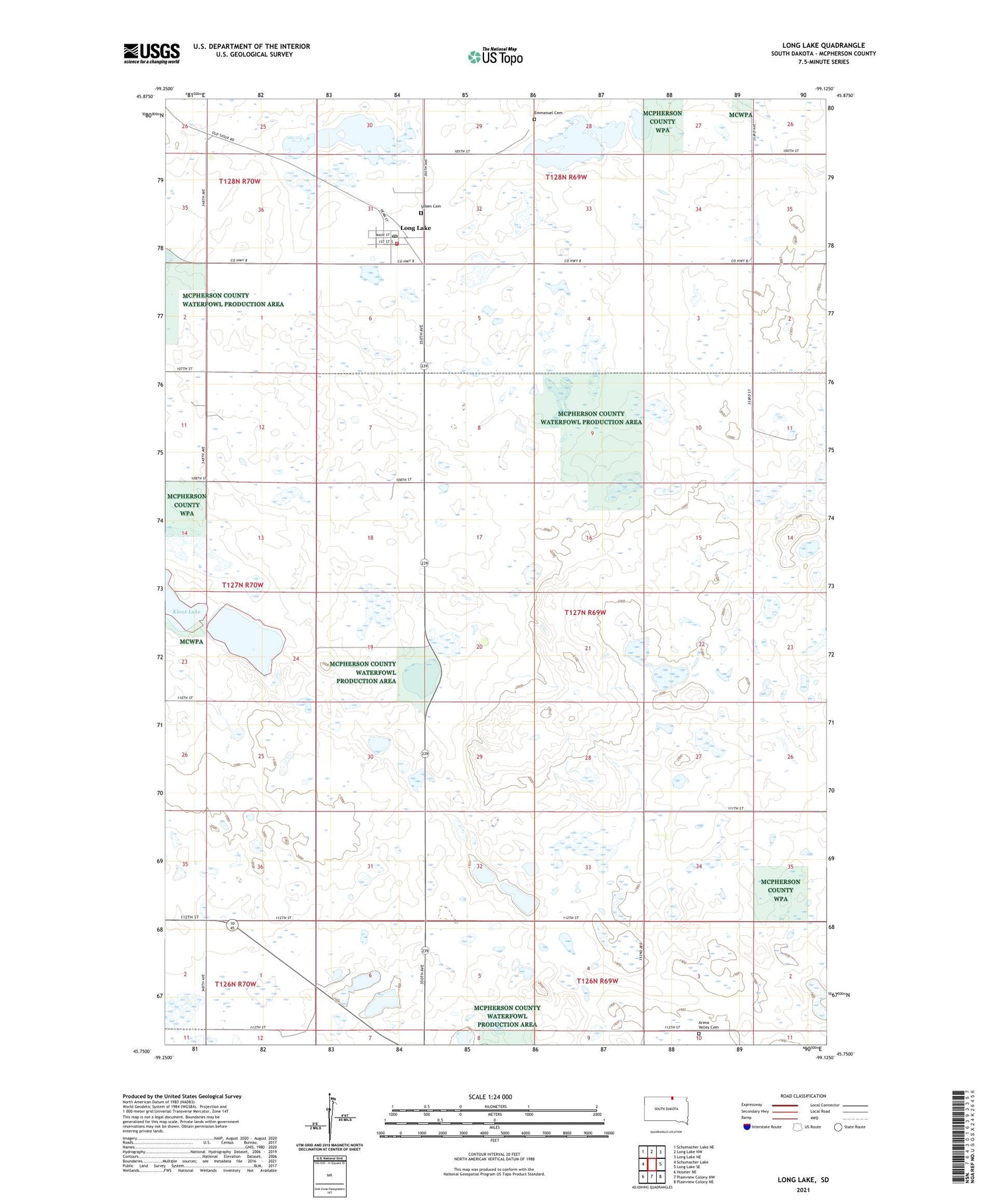 Long Lake South Dakota US Topo Map Image